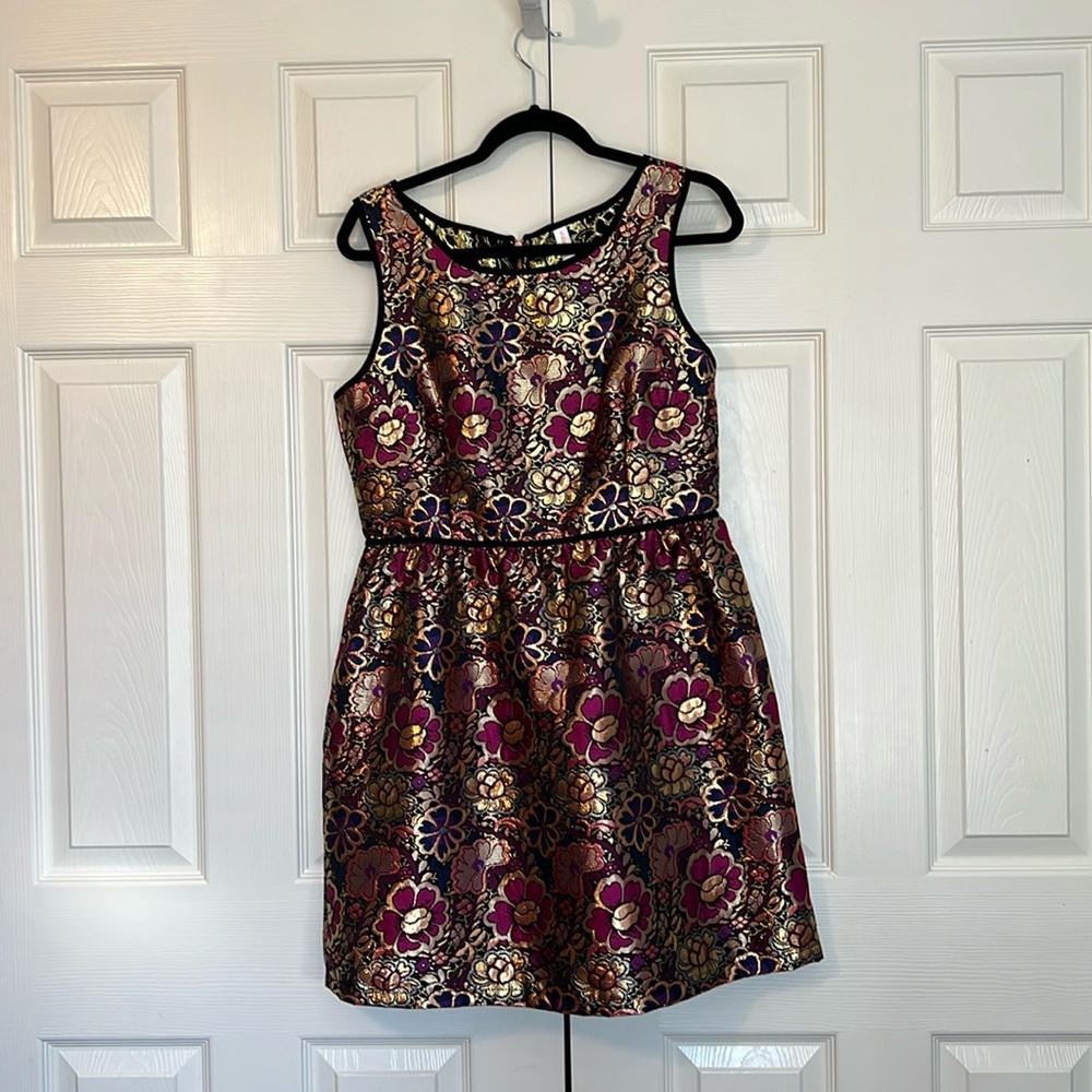 Xhilaration Metallic Floral Cocktail Mini Dress